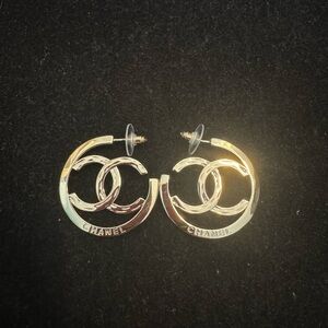 Chanel Gold Circular Logo CC Earrings